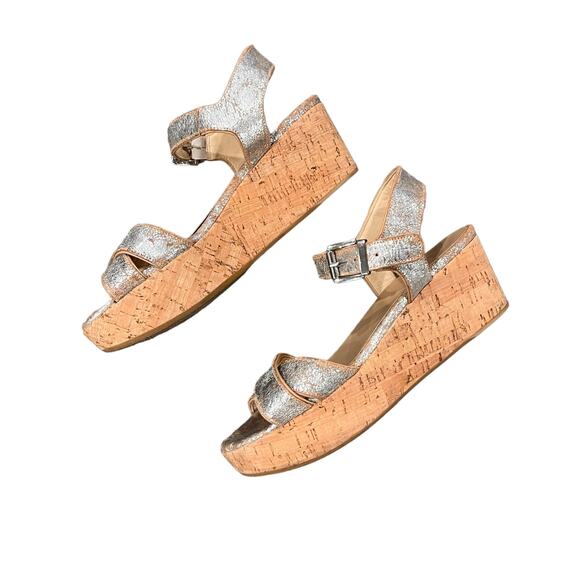 Stuart Weitzman Crosson Cork Wedge Heels Size 7.5 - Picture 1 of 8